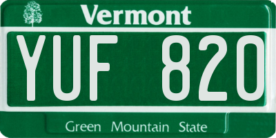 VT license plate YUF820