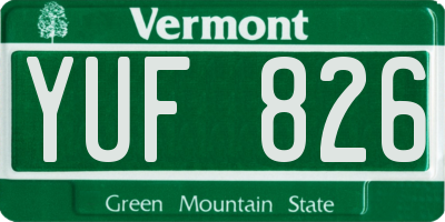 VT license plate YUF826
