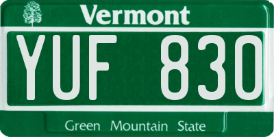 VT license plate YUF830
