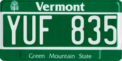 VT license plate YUF835