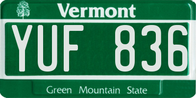 VT license plate YUF836