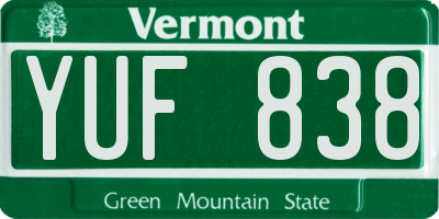 VT license plate YUF838