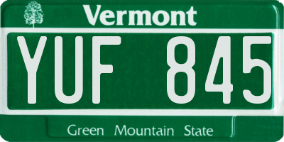 VT license plate YUF845