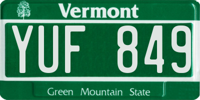 VT license plate YUF849