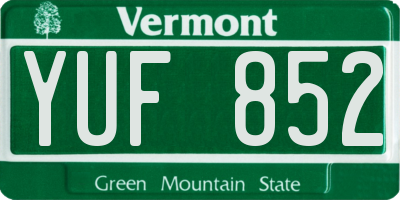 VT license plate YUF852