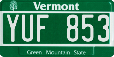 VT license plate YUF853