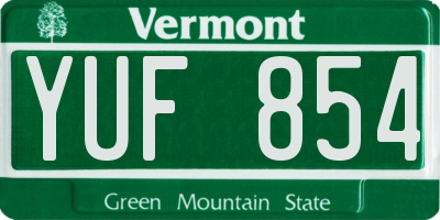 VT license plate YUF854
