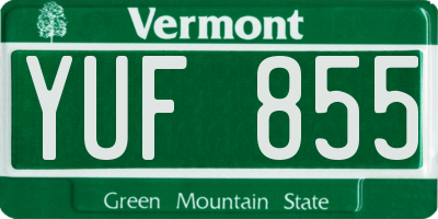VT license plate YUF855