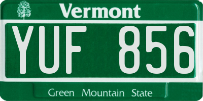 VT license plate YUF856