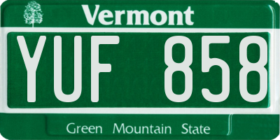 VT license plate YUF858