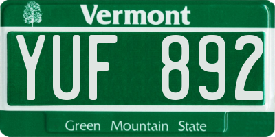 VT license plate YUF892