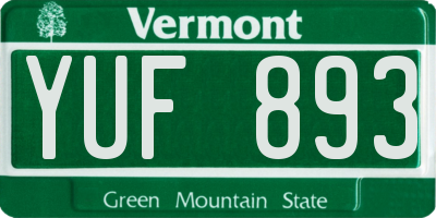 VT license plate YUF893