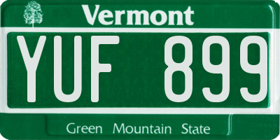 VT license plate YUF899