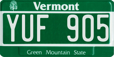 VT license plate YUF905
