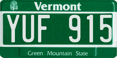VT license plate YUF915