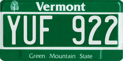 VT license plate YUF922