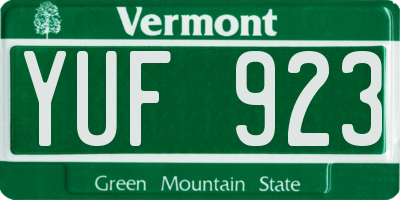 VT license plate YUF923