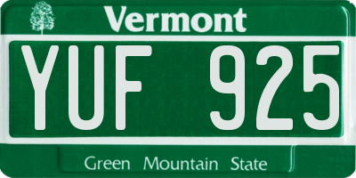 VT license plate YUF925
