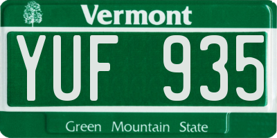 VT license plate YUF935