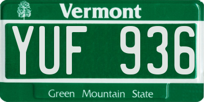 VT license plate YUF936