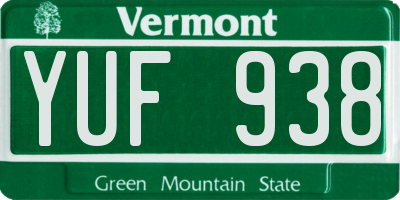 VT license plate YUF938
