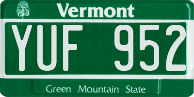 VT license plate YUF952