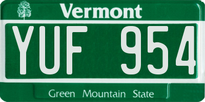 VT license plate YUF954