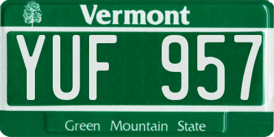 VT license plate YUF957