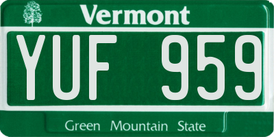 VT license plate YUF959