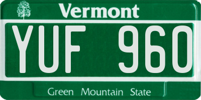 VT license plate YUF960