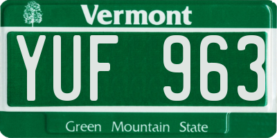 VT license plate YUF963