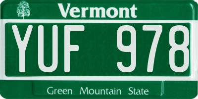 VT license plate YUF978