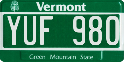 VT license plate YUF980