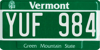 VT license plate YUF984
