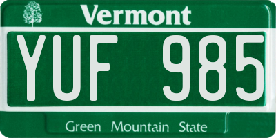 VT license plate YUF985