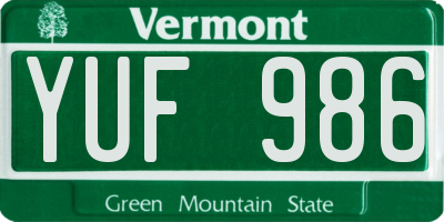 VT license plate YUF986