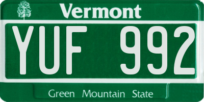 VT license plate YUF992