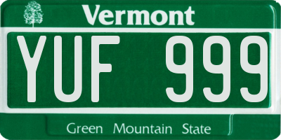 VT license plate YUF999