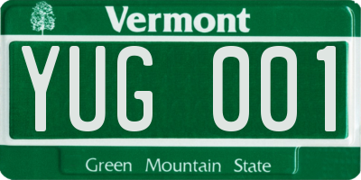 VT license plate YUG001