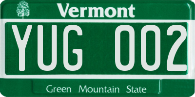VT license plate YUG002