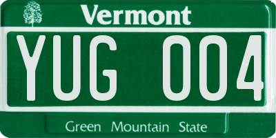 VT license plate YUG004
