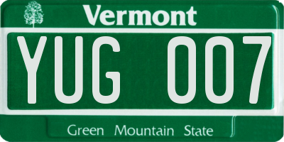 VT license plate YUG007