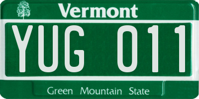 VT license plate YUG011