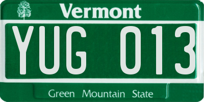 VT license plate YUG013