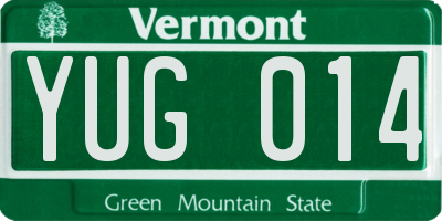 VT license plate YUG014