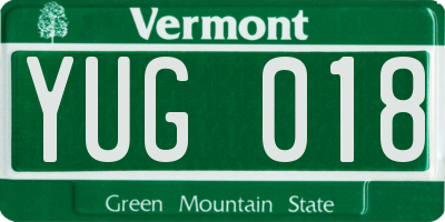 VT license plate YUG018