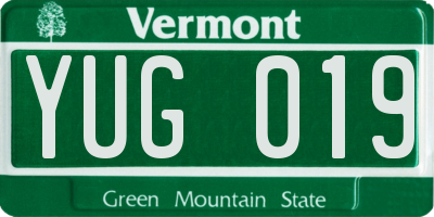 VT license plate YUG019