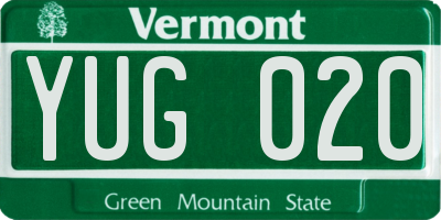 VT license plate YUG020