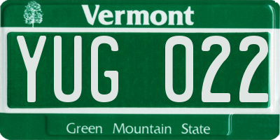 VT license plate YUG022