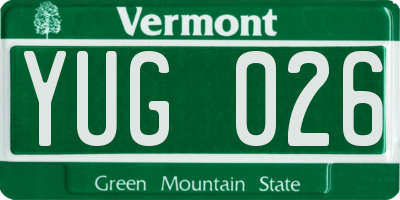 VT license plate YUG026